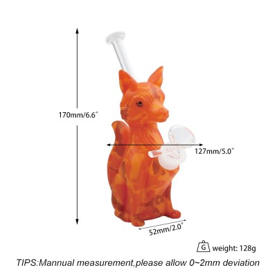 SILICONE WATER PIPE LITTLE FOX PRINTED WPS754 1CT SILICONE WATER PIPE LITTLE FOX PRINTED WPS754 1CT